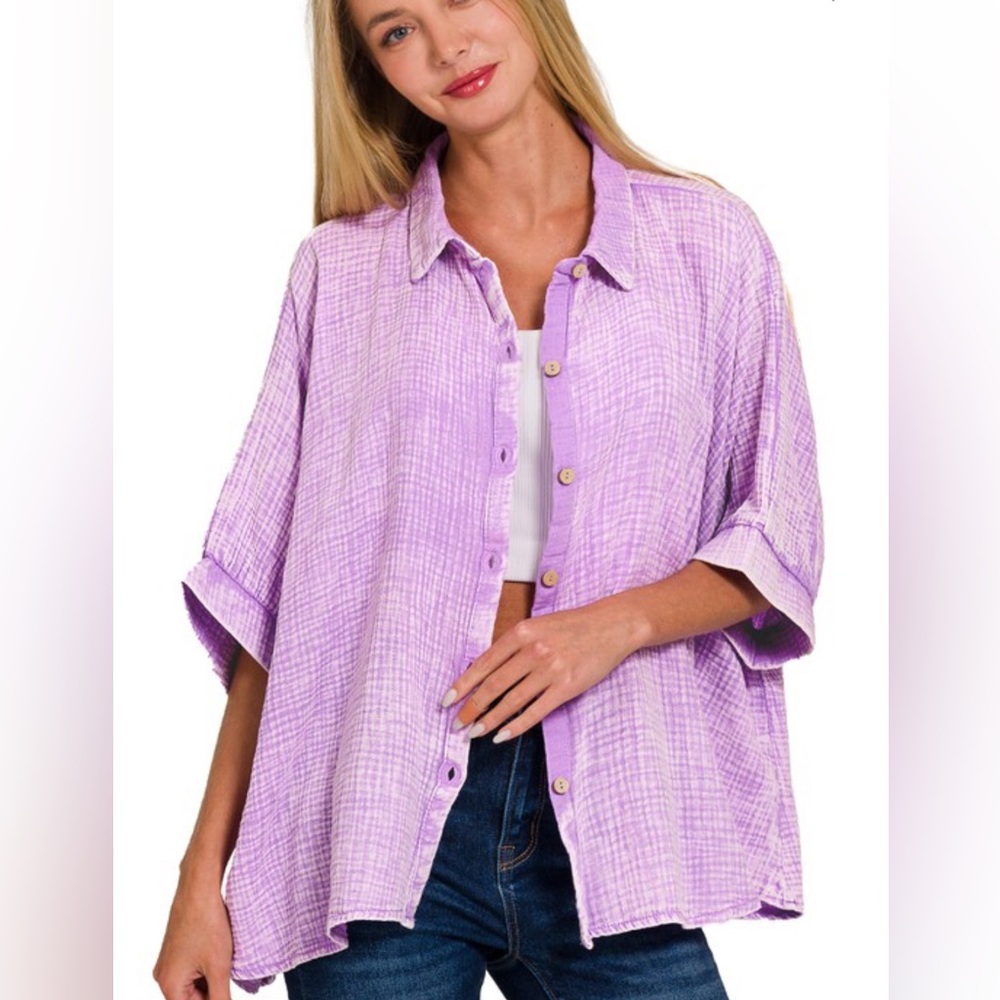 Gauze short sleeve button down.